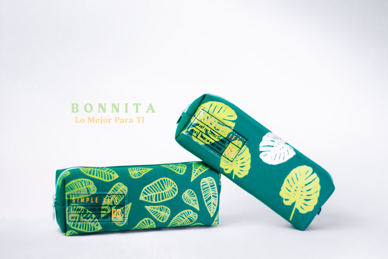 Tropical leaves pencil case