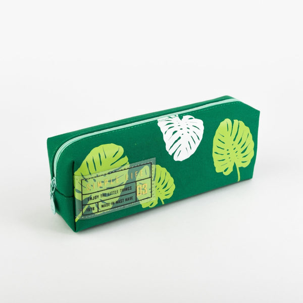 Tropical leaves pencil case