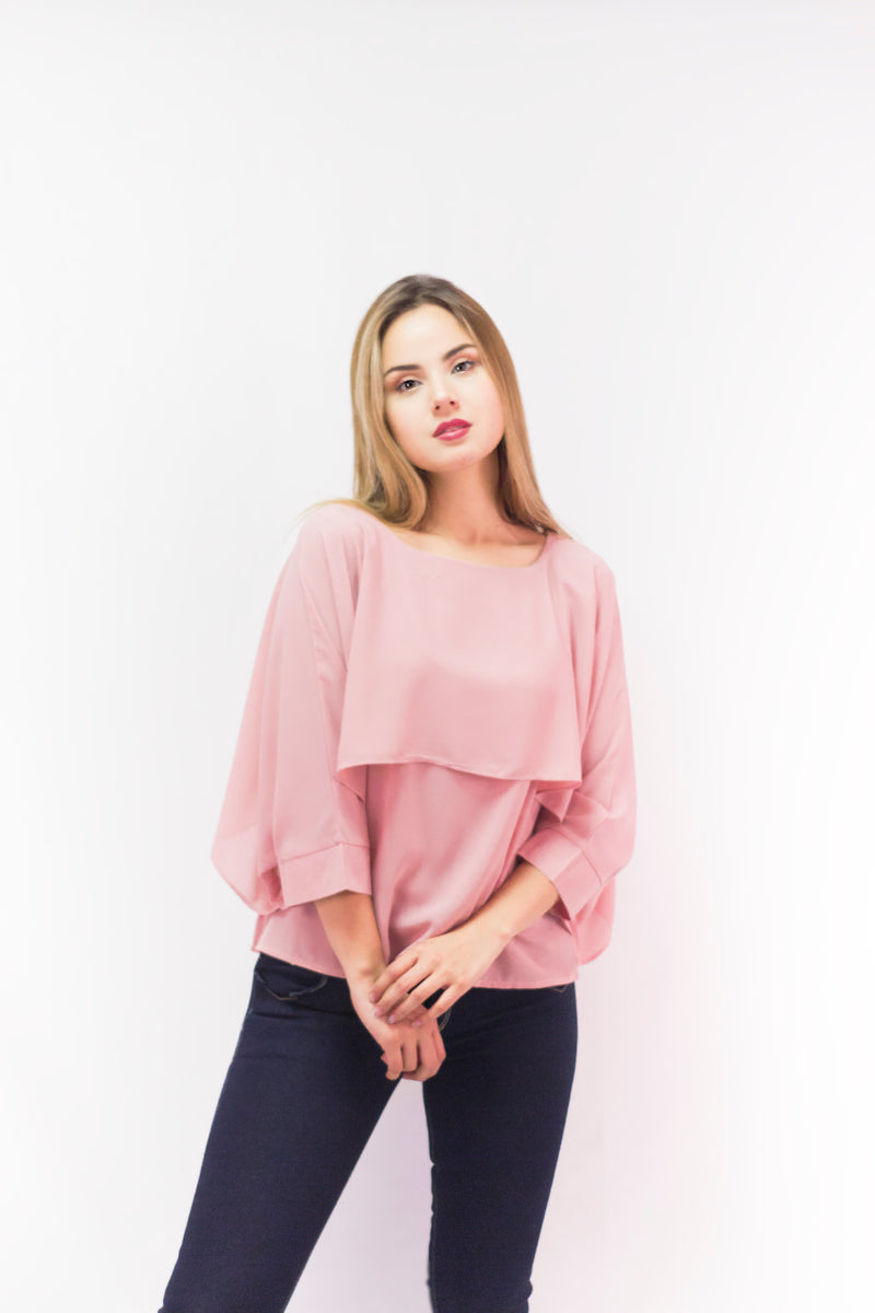 Blusa Cuello Redondo Rosada