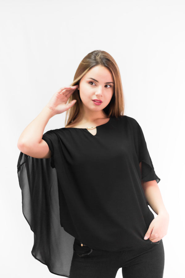 Black Round Neck Blouse 