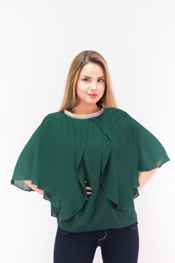 Green Armhole Sleeve Blouse